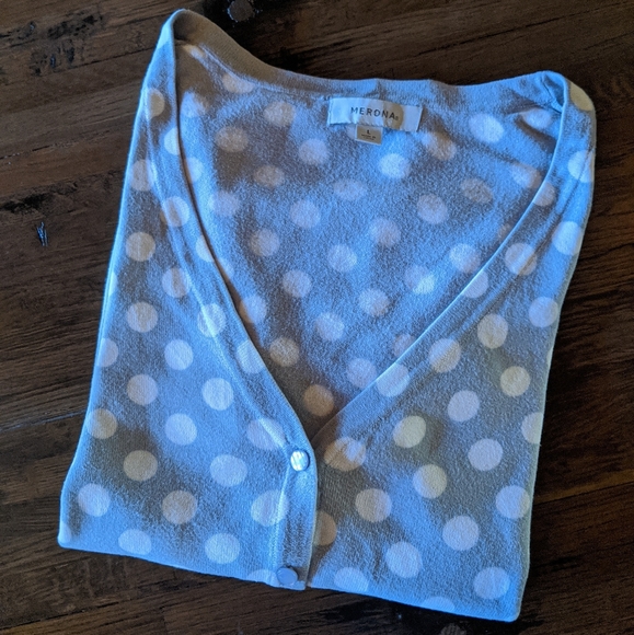 All Seasons Cardigan! Merona Lg. Pollka Dots! Lg - Picture 2 of 7